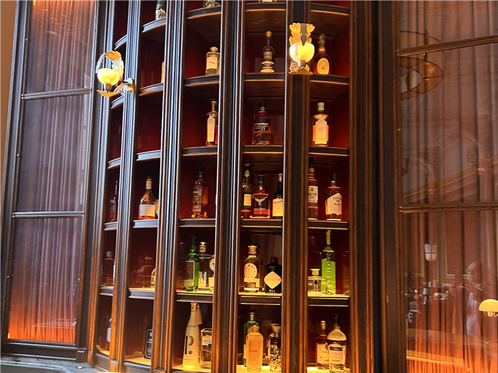 display cabinet at bar